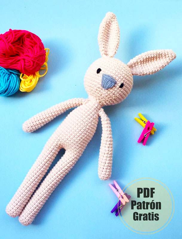 Conejito Amigurumi de Cuerpo Largo Paso a Paso PDF Patrón