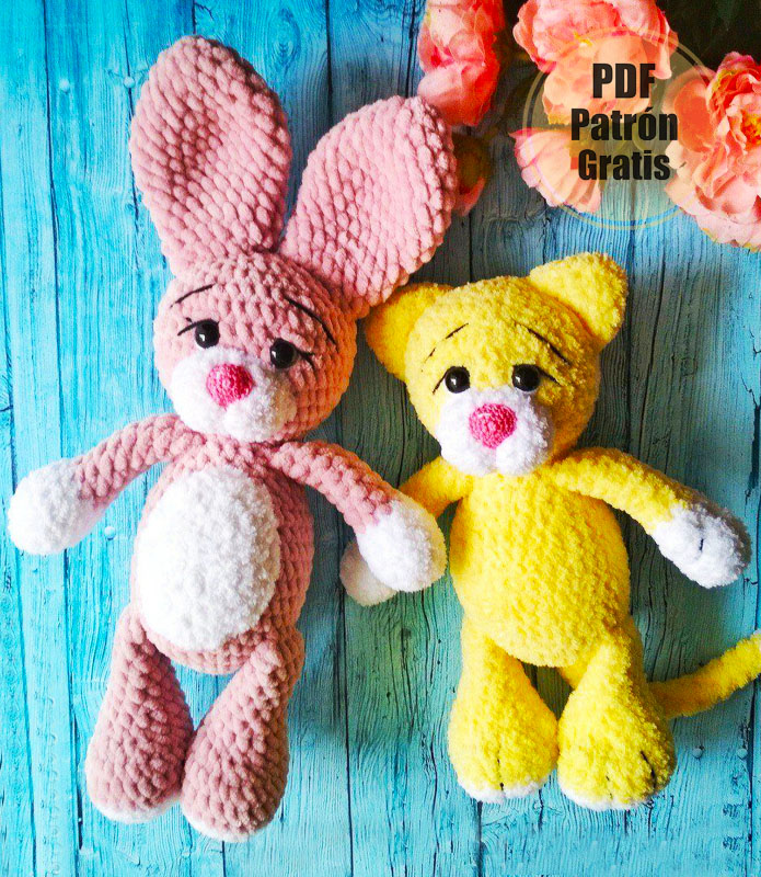 Conejo y Gato de Felpa Amigurumi PDF Patrón Gratis Conejo y Gato de Felpa Amigurumi PDF Patrón Gratis