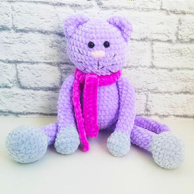 Gato Amigurumi Lila de Peluche Patrón Gratis