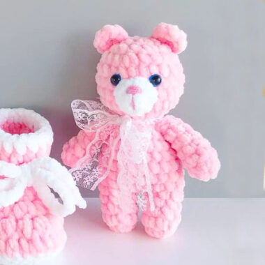 Llavero de Osito Rosa Amigurumi Patrón PDF Gratis (1)