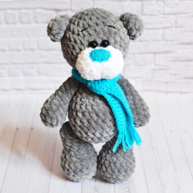 Osito Amigurumi de Peluche con Bufanda Azul (1)