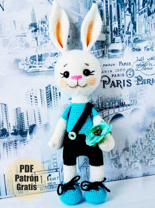 Tierno Conejito Amigurumi con Ropa Azul PDF en Español