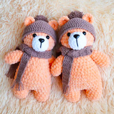 Naranja Oso Felpa Amigurumi PDF Patrón Gratis (3)