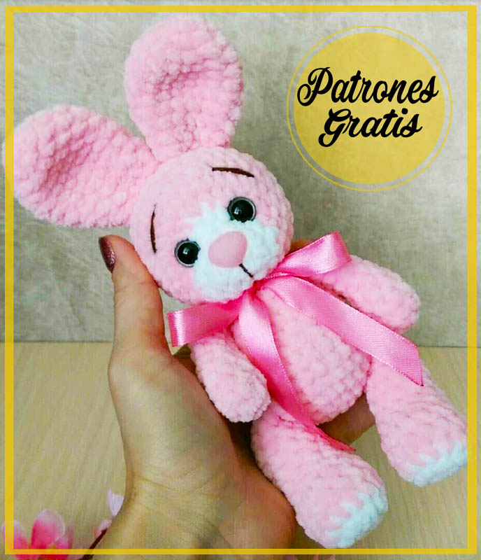 Conejo rosa de peluche PDF Amigurumi Patrón Gratis