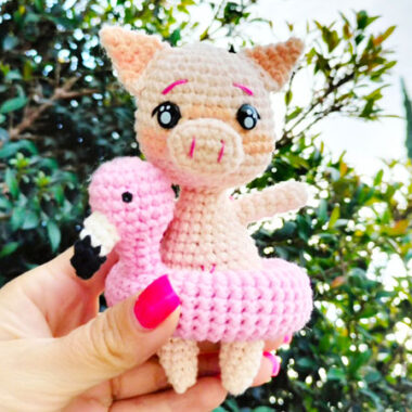 Cerdito va a la playa Amigurumi PDF Patrón Gratuito